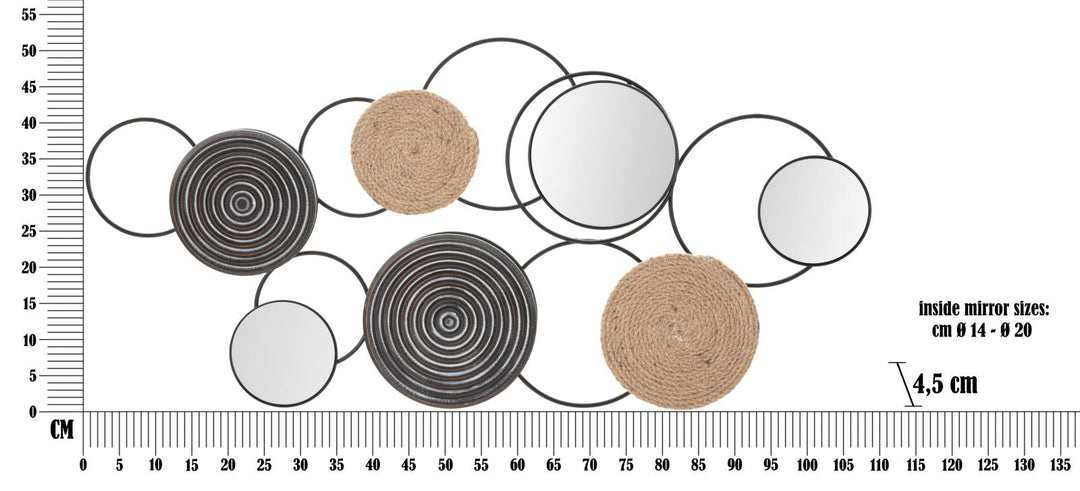 Espejo Redondo de Metal y Bambú Decoración de Pared