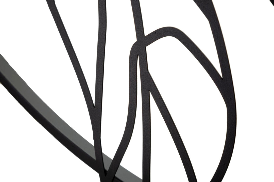 Decoración de la pared de metal negro floral en marco cuadrado