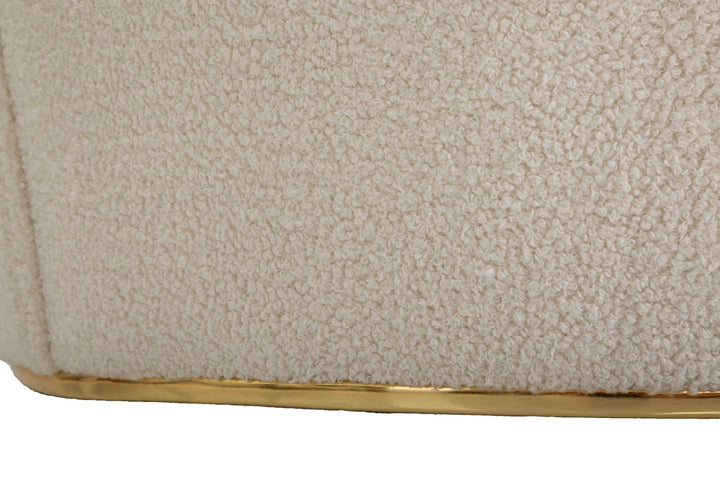 Sillón Redondo Crema con Cojín y Detalles Dorados