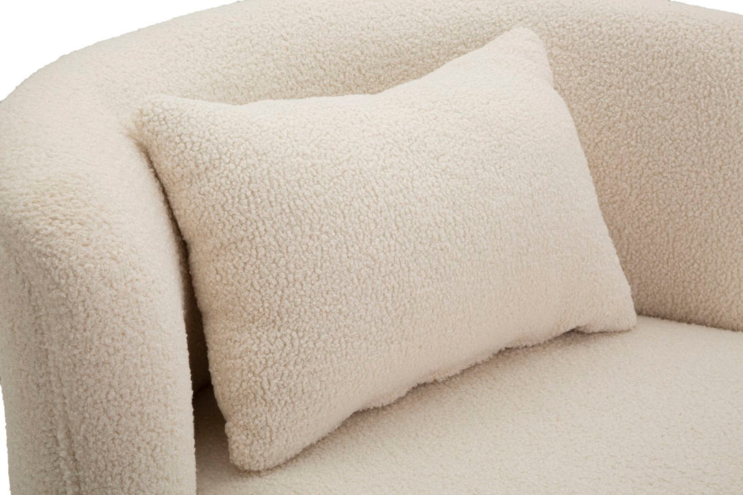 Sillón Redondo Crema con Cojín y Detalles Dorados