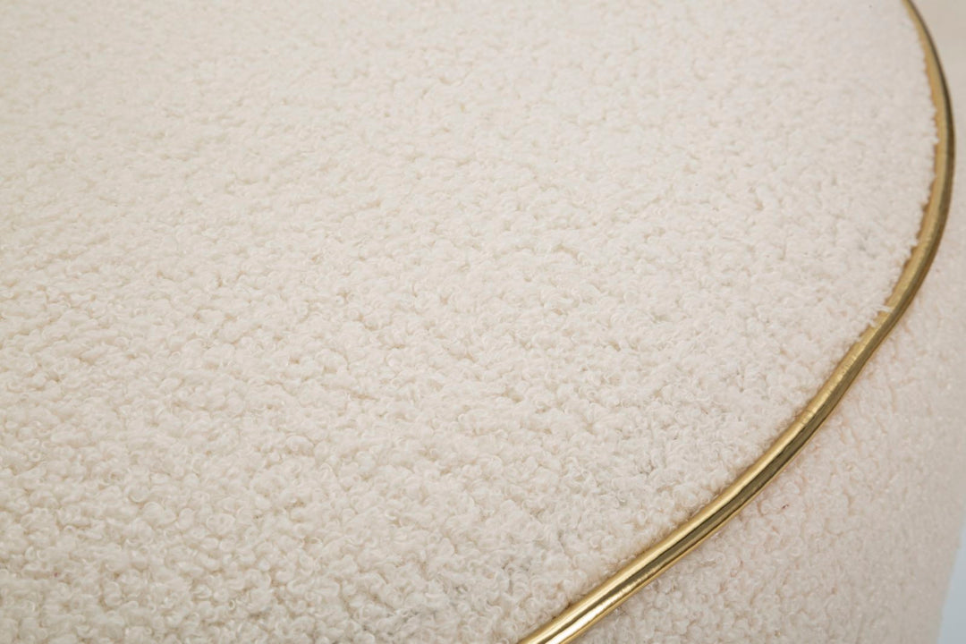 Sillón Redondo Crema con Cojín y Detalles Dorados