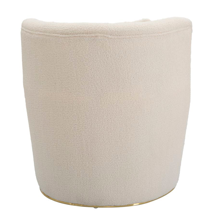 Sillón Redondo Crema con Cojín y Detalles Dorados