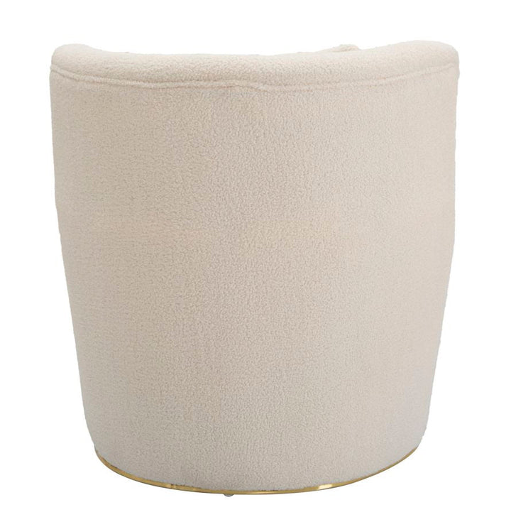 Sillón Redondo Crema con Cojín y Detalles Dorados