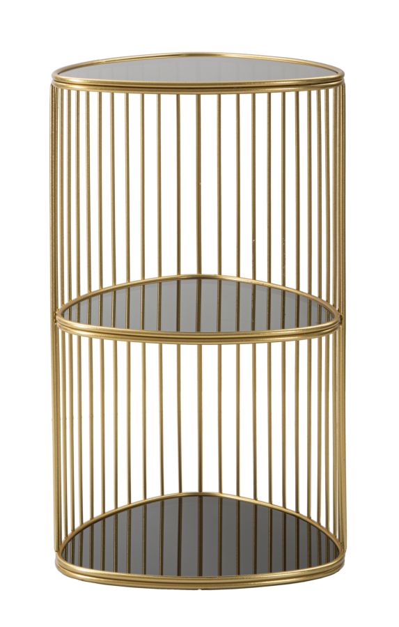 Mesita de Metal y Cristal Dorada