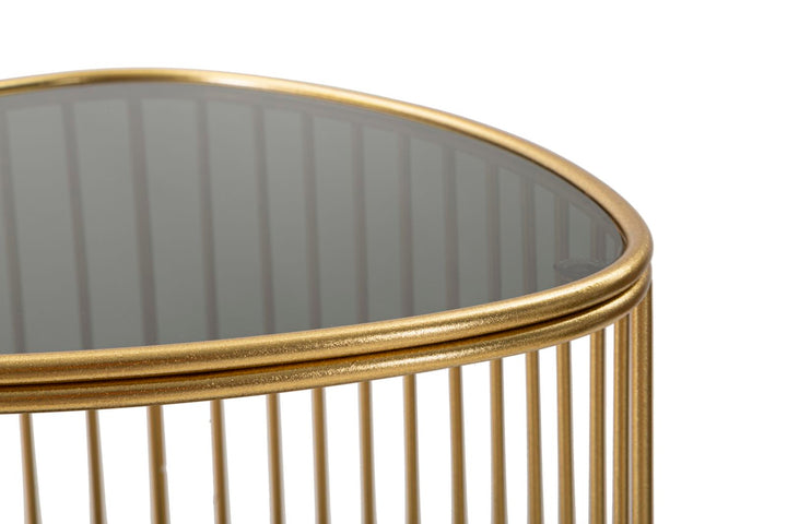 Mesita de Metal y Cristal Dorada