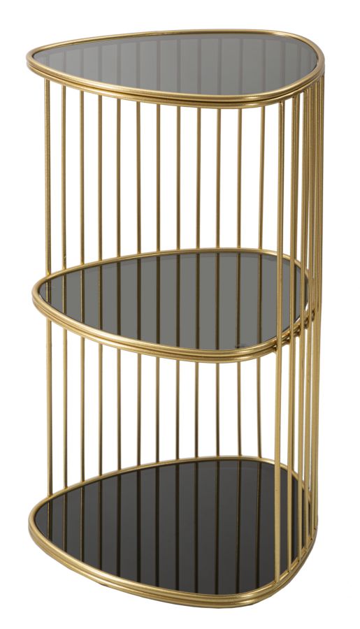 Mesita de Metal y Cristal Dorada