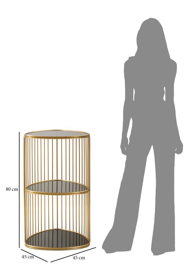 Mesita de Metal y Cristal Dorada