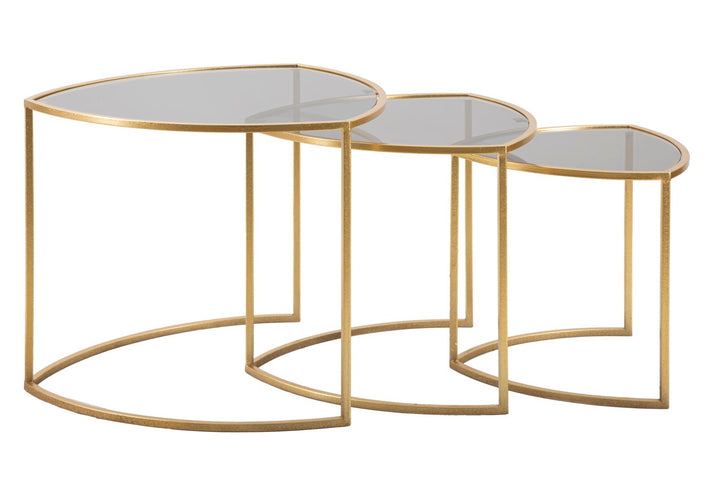 Juego de 3 mesas de centro nido con tapas triangulares – Estilo moderno