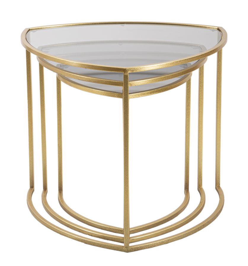 Juego de 3 mesas de centro nido con tapas triangulares – Estilo moderno