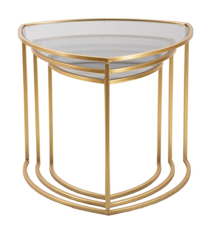 Juego de 3 mesas de centro nido con tapas triangulares – Estilo moderno