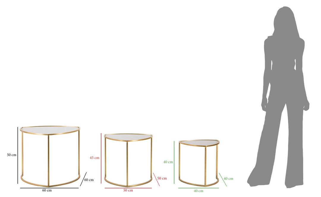 Juego de 3 mesas de centro nido con tapas triangulares – Estilo moderno