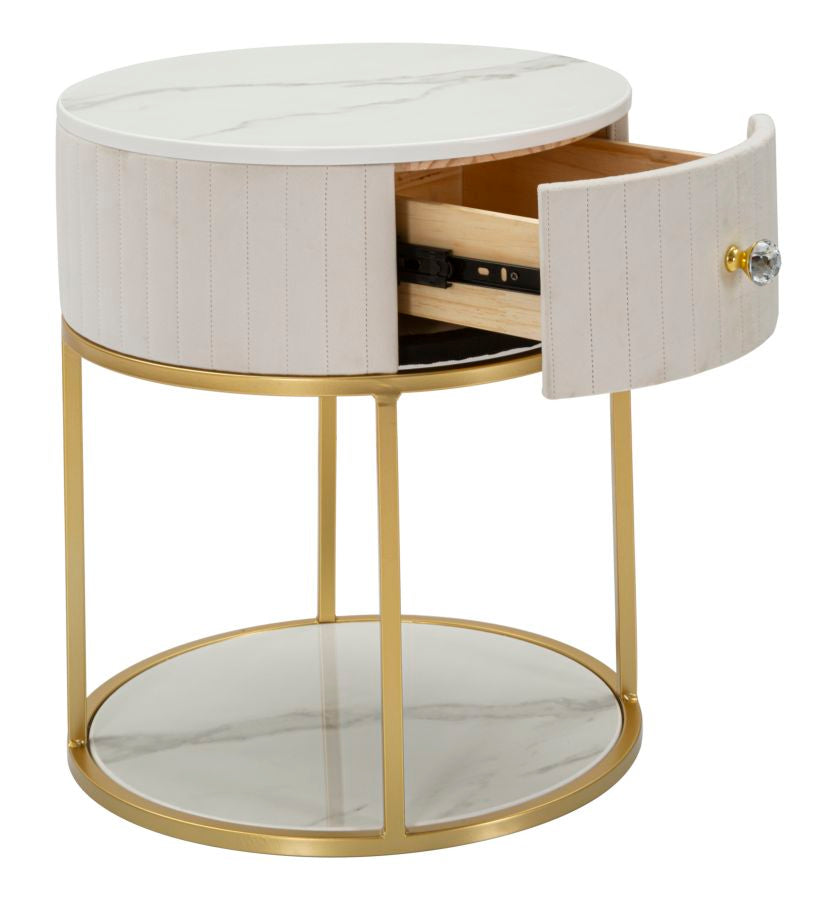 Mesilla Dorada y Blanca con Tapa de Mármol