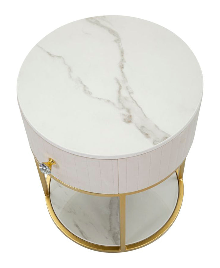 Mesilla Dorada y Blanca con Tapa de Mármol