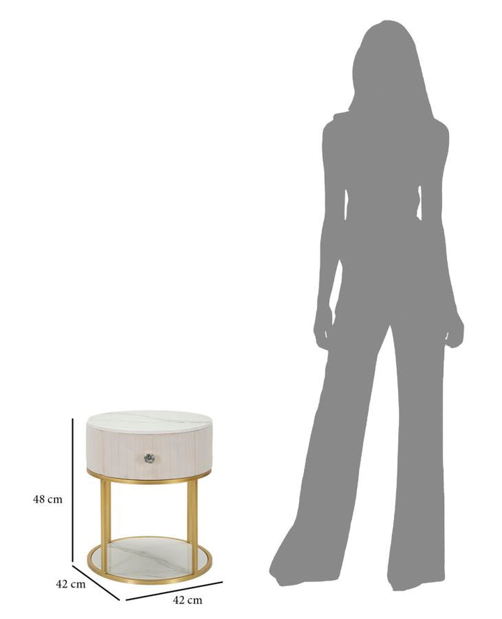 Mesilla Dorada y Blanca con Tapa de Mármol