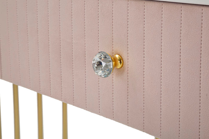 Mesa Consola Rosa con Patas de Metal Dorado