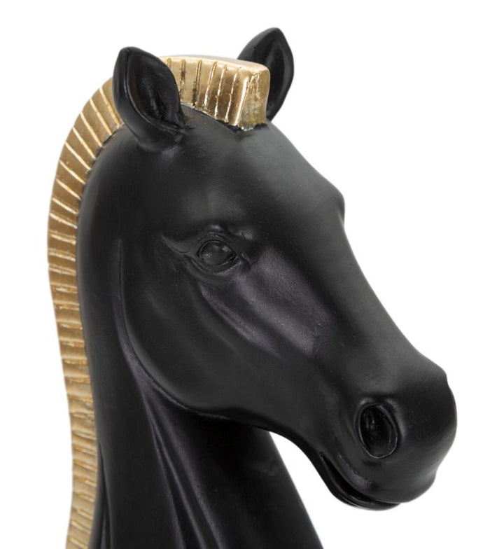 Muñeco de Ajedrez Caballo Negro y Dorado (Escultura Moderna)