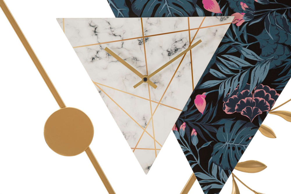 Reloj de pared moderno en forma de triángulo de metal