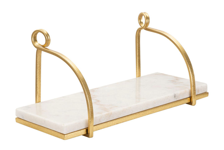 Estanteria de Pared en Metal y Marmol Dorado