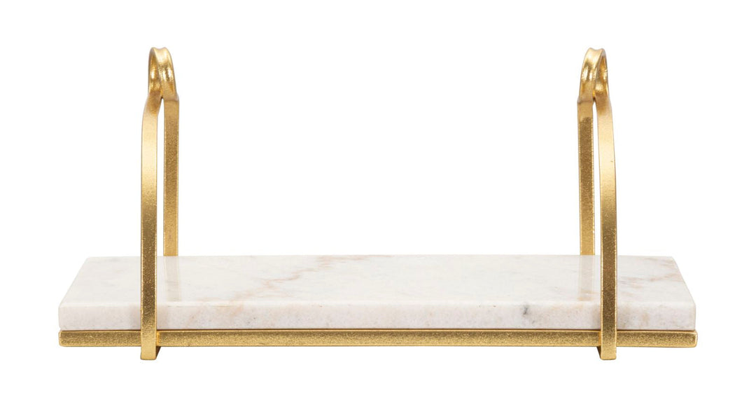 Estanteria de Pared en Metal y Marmol Dorado
