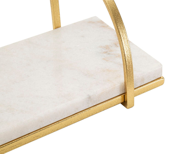 Estanteria de Pared en Metal y Marmol Dorado