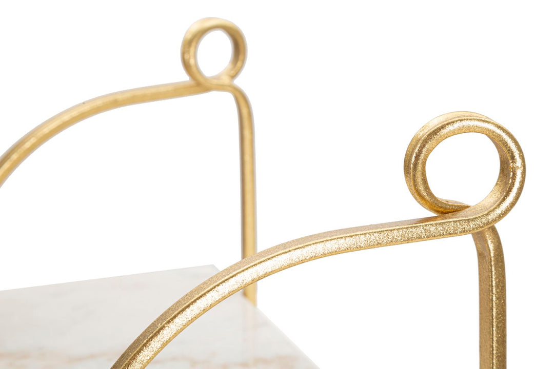Estanteria de Pared en Metal y Marmol Dorado