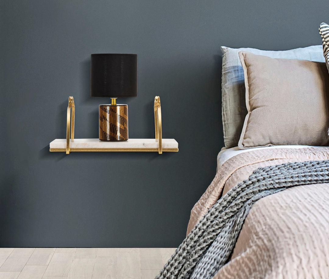 Estanteria de Pared en Metal y Marmol Dorado