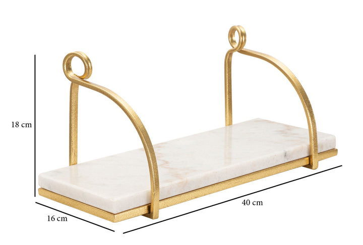 Estanteria de Pared en Metal y Marmol Dorado