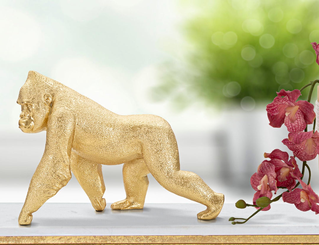 Estatua Gorila Dorado (Decoración Moderna)
