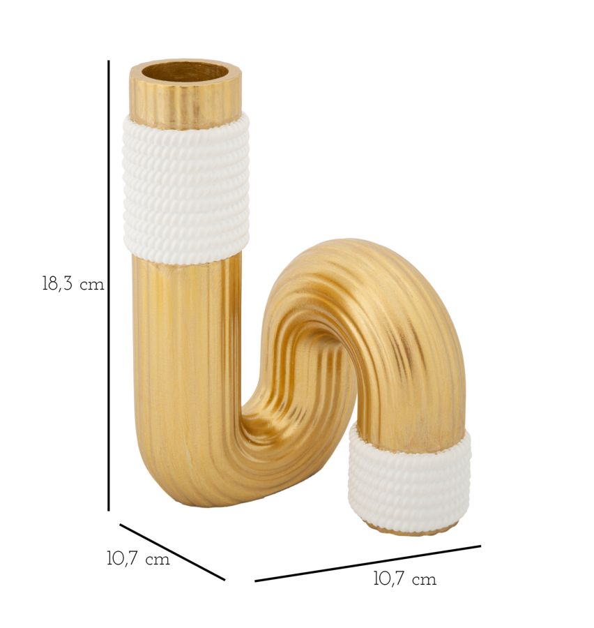 Florero Moderno Dorado y Blanco en Forma de Espiral