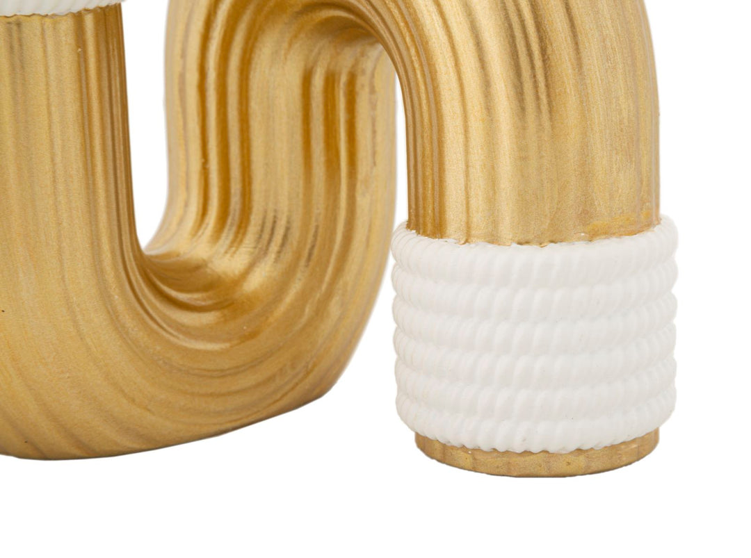 Florero Moderno Dorado y Blanco en Forma de Espiral