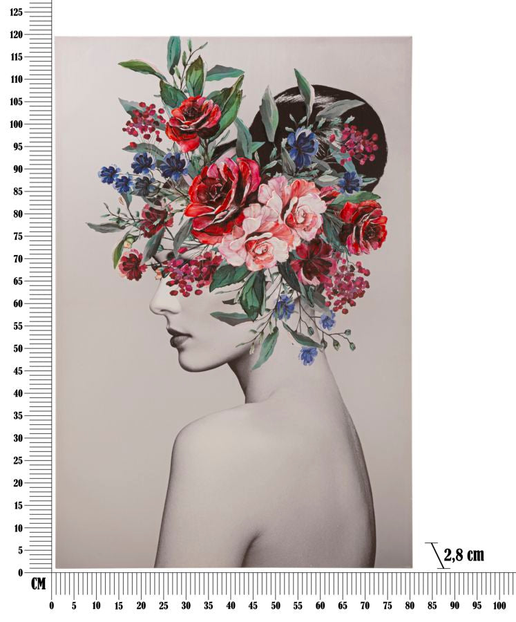 Pintura Moderna de Mujer con Flores en la Cabeza