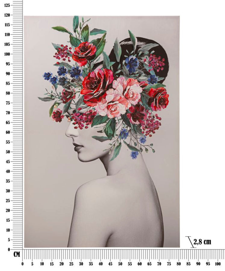 Pintura Moderna de Mujer con Flores en la Cabeza