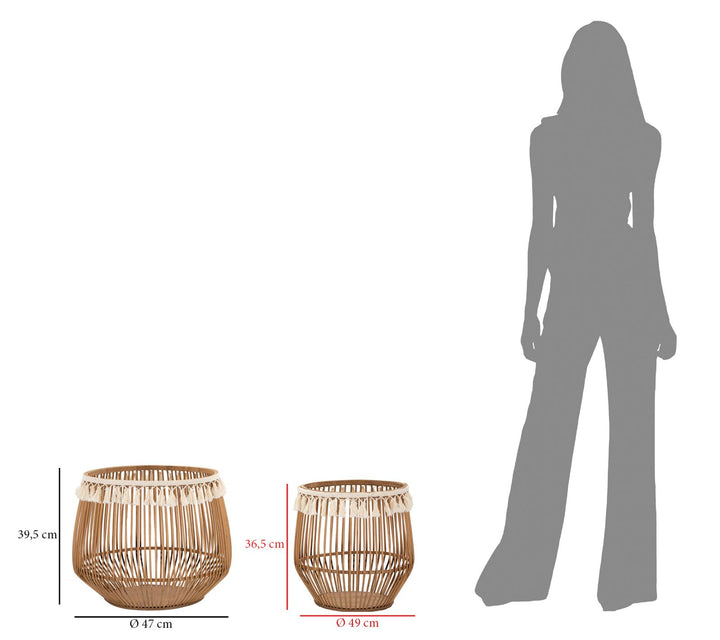 Juego de 2 cestas de almacenaje de ratán – Fuji contenedores decorativos