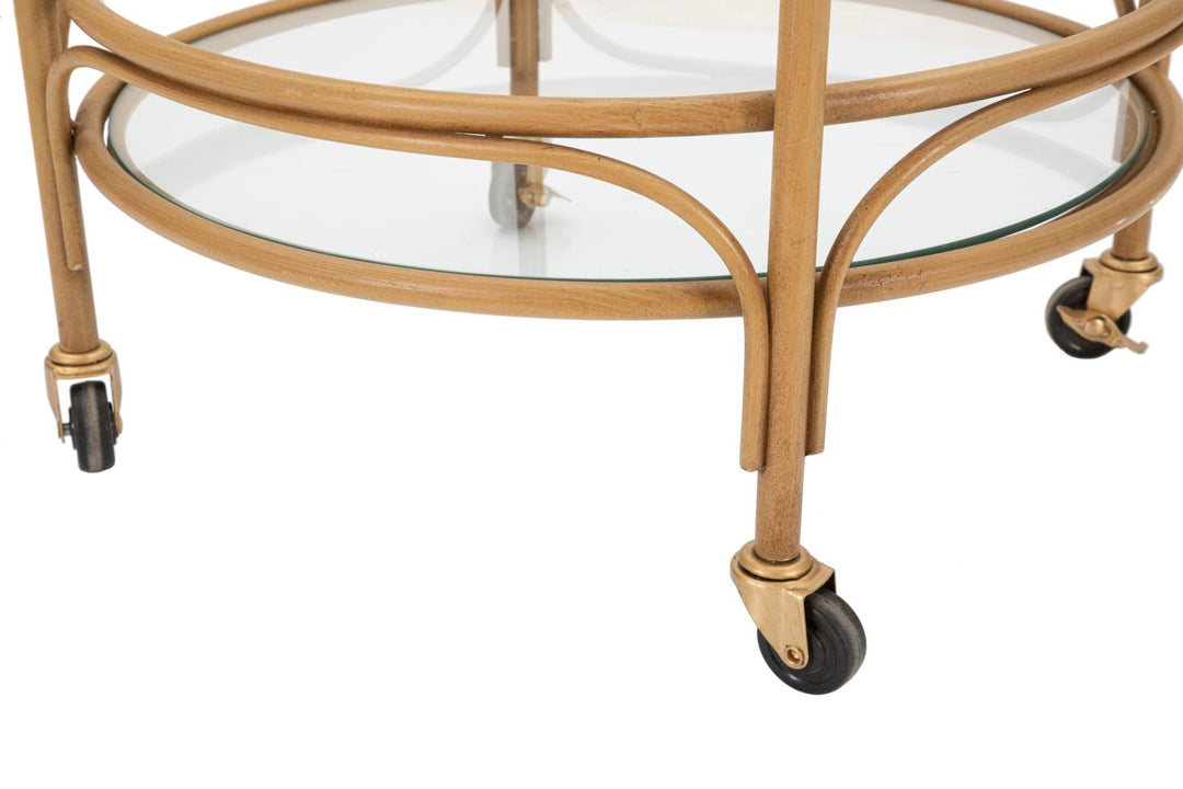 Carrito redondo de ratán con doble estante – Panama carro de servicio