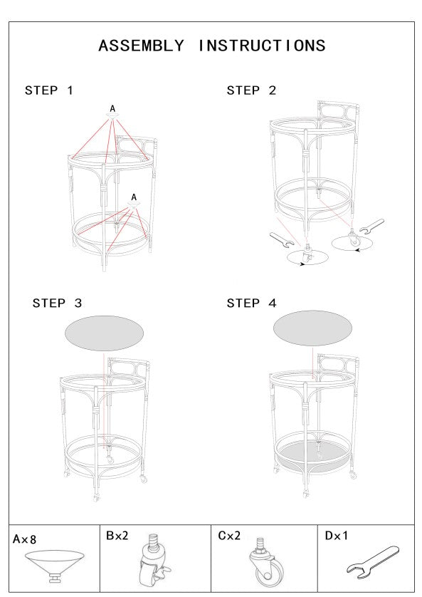 Carrito redondo de ratán con doble estante – Panama carro de servicio
