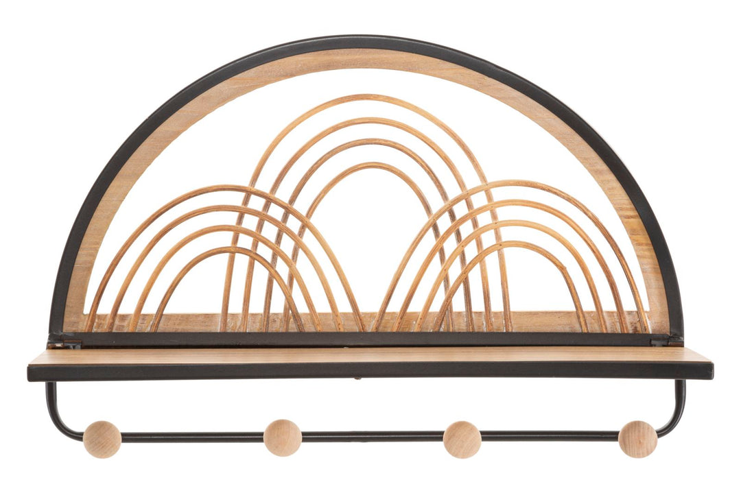 Estante de pared con perchas – Oporto almacenaje decorativo de madera