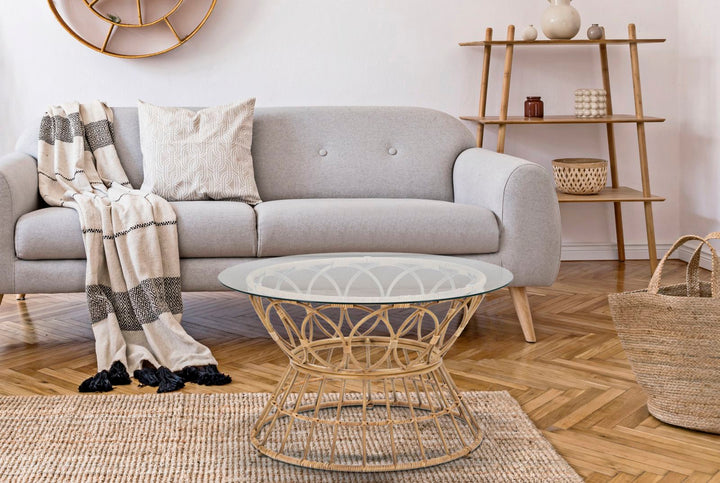 Mesa de centro redonda de ratán – Panama diseño circular