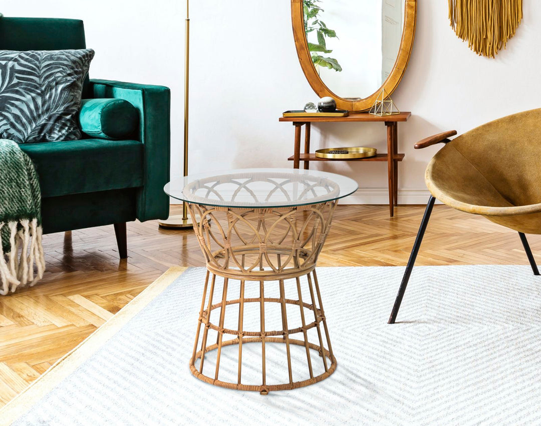 Mesa de centro redonda de ratán – Panama estilo circular