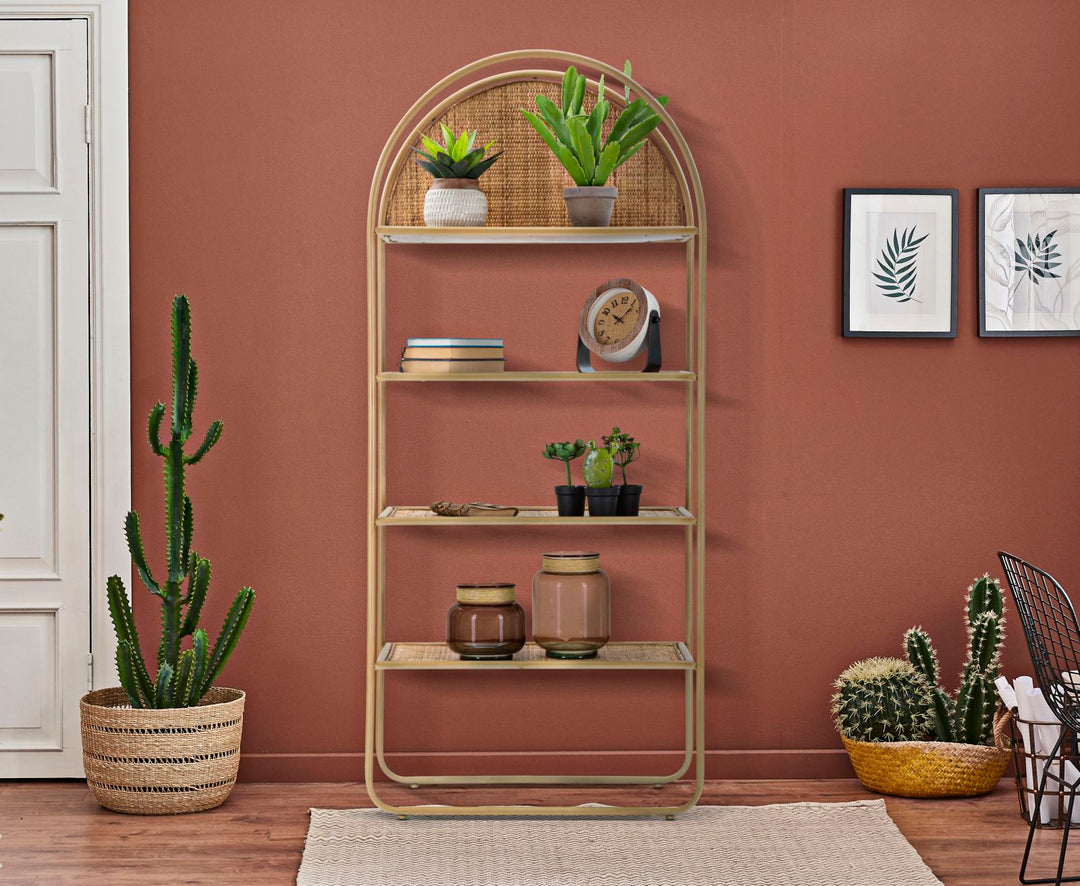 Librería redonda de ratán – Panama módulo de almacenaje abierto