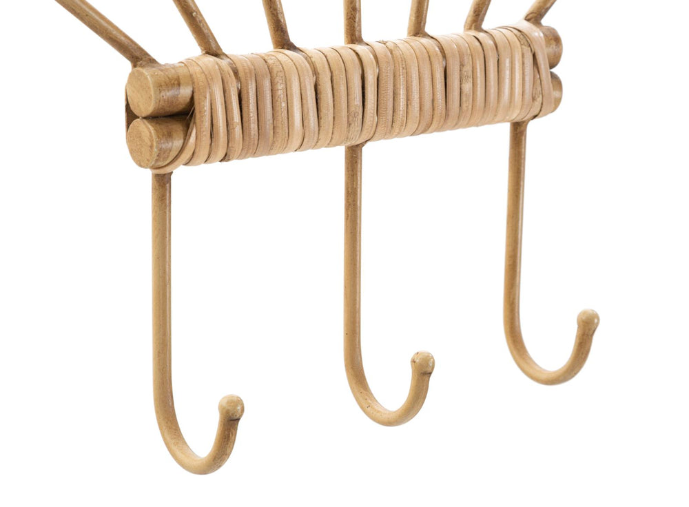 Perchero de pared con 3 ganchos – Panama organizador de ratán