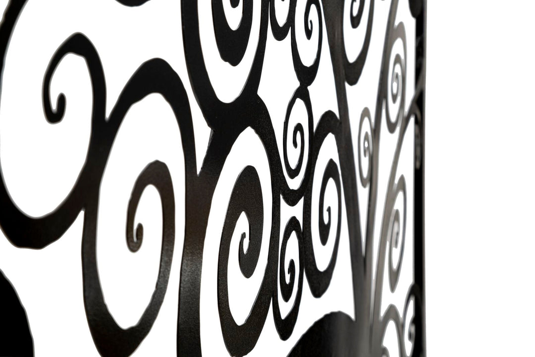 Decoración de pared de madera de metal negro