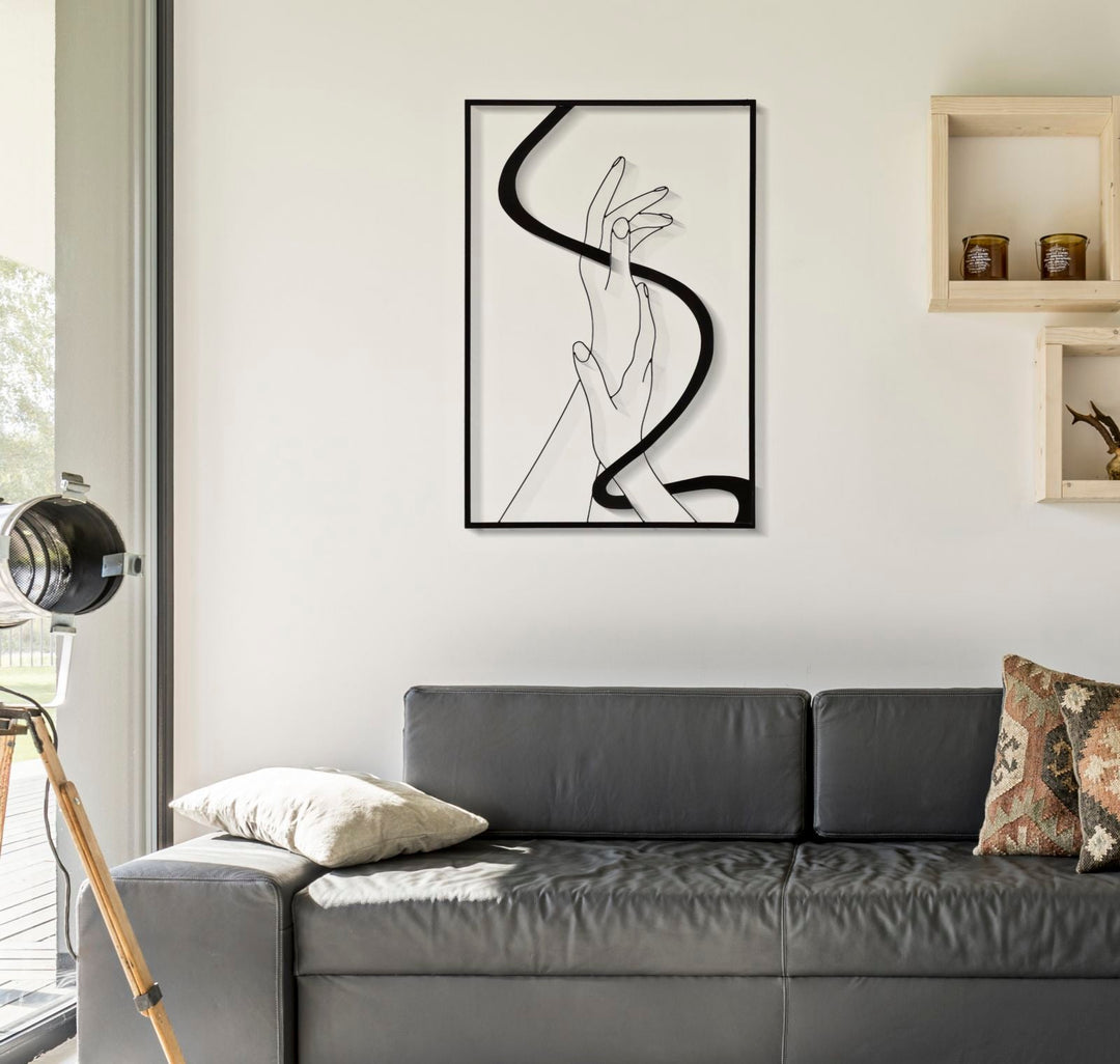 Decoración moderna abstracta de la pared del metal negro de las cabezas de la mano