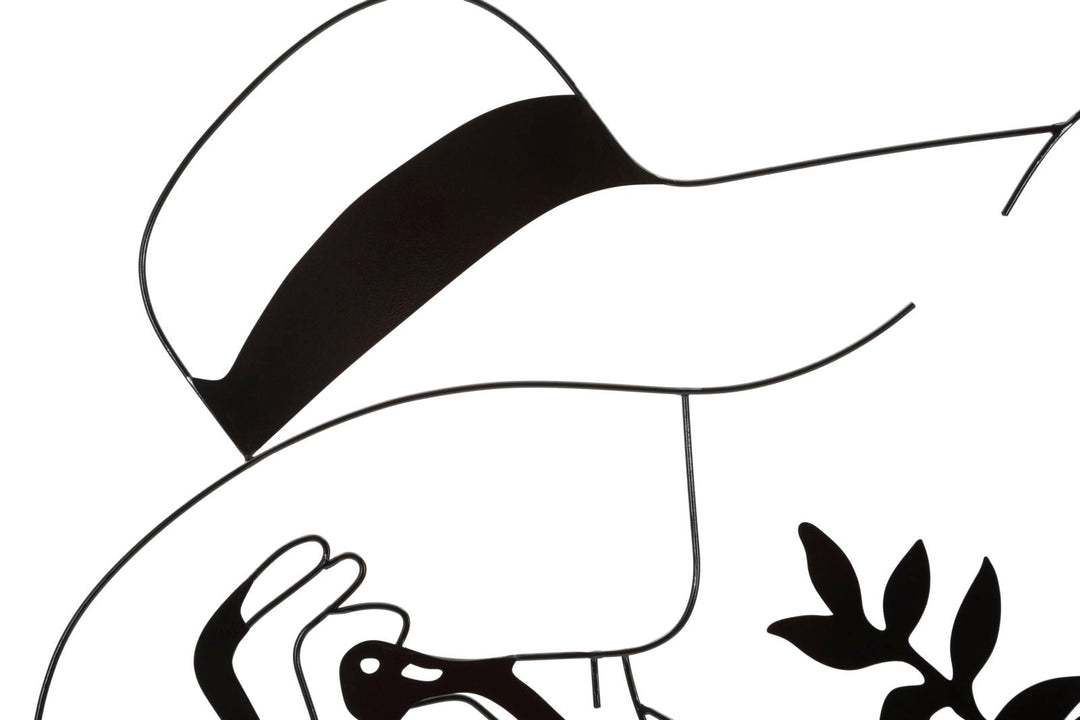 Mujer con sombrero Moderno Decoración de Pared de Metal Negro