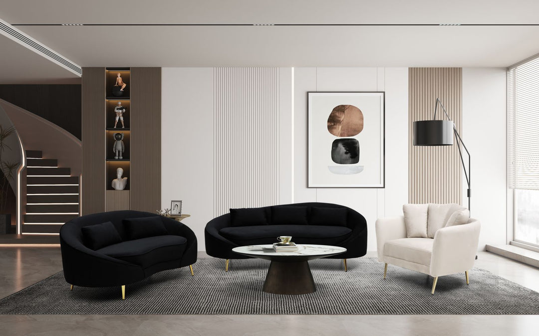 Sofá de tela negro de 3 plazas con cojines – Oslo moderno