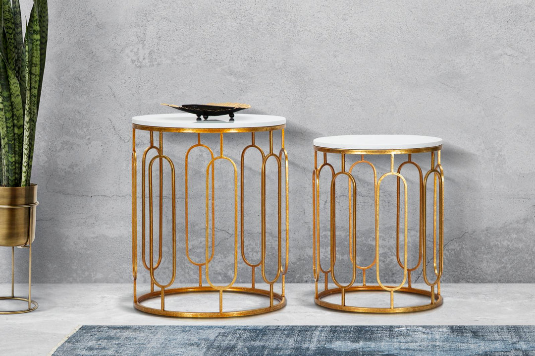 Mesa Redonda Metal Dorado 2 Db