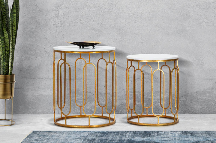 Mesa Redonda Metal Dorado 2 Db