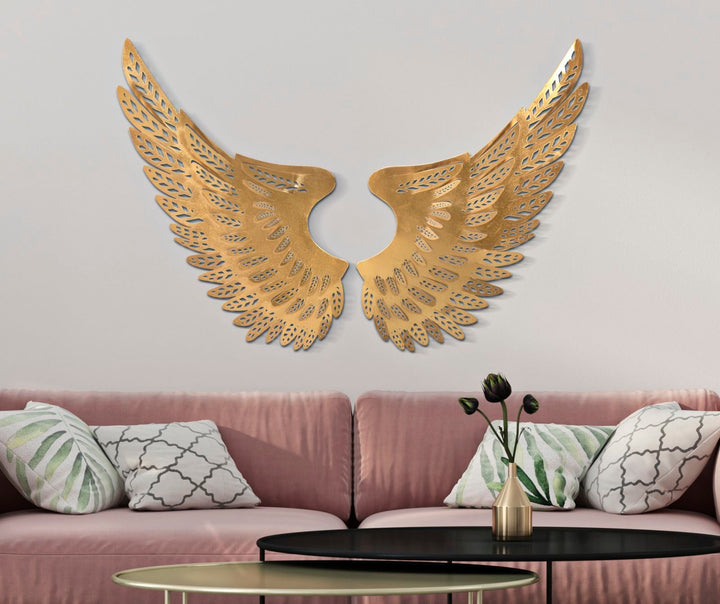 Decoración de Pared con Alas de Ángel en Metal Dorado