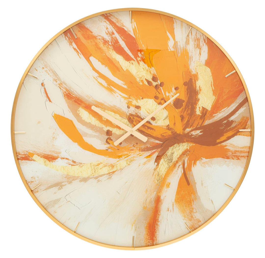 Reloj de Pared Abstracto Naranja Metal y Vidrio