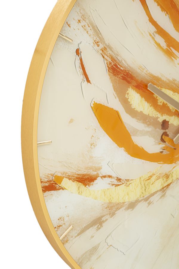 Reloj de Pared Abstracto Naranja Metal y Vidrio