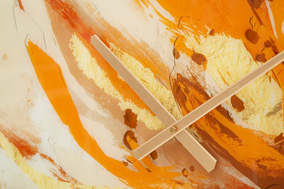 Reloj de Pared Abstracto Naranja Metal y Vidrio